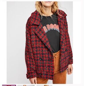 Free People Womens Size Medium Boucle Baby Wool Blend Coat